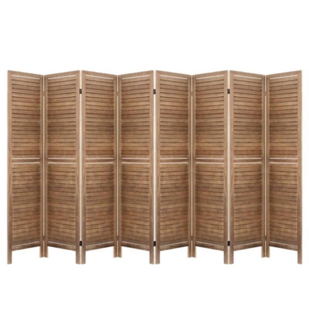 Artiss Room Divider Screen 8 Panel Privacy Wood Dividers Stand Bed Timber Brown