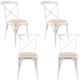 Aster Crossback Dining Chair Set of 4 Solid Birch Timber Wood Ratan Seat - White