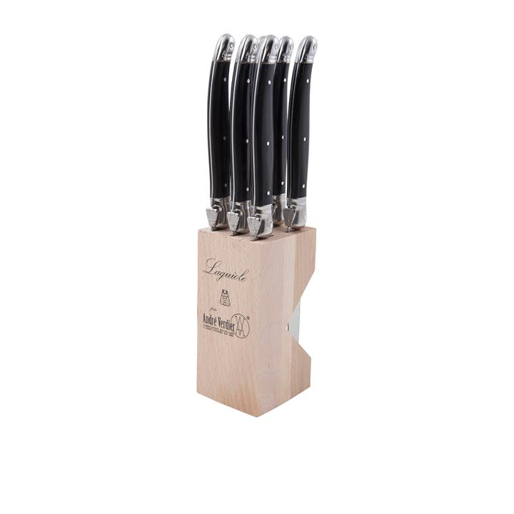 Laguiole by Andre Verdier Debutant Serrated Knife Set 6pc Black