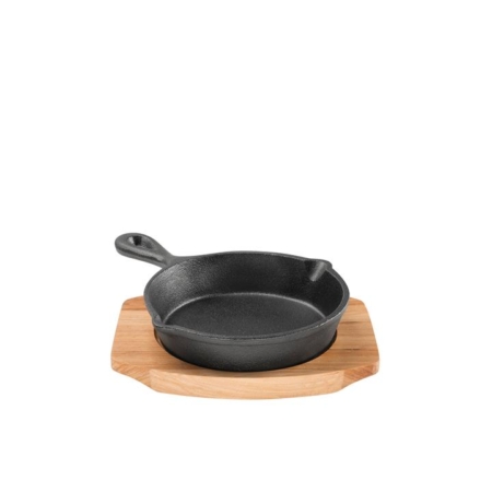 Pyrolux Pyrocast Cast Iron Skillet with Maple Tray 13.5cm