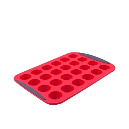 Daily Bake Silicone Mini Muffin Pan 24 Cup Red