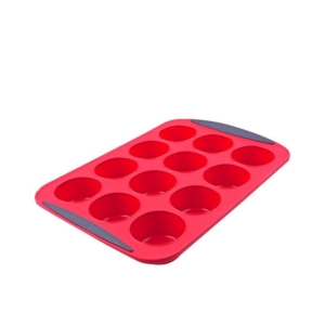 Daily Bake Silicone Muffin Pan 12 Cup Red