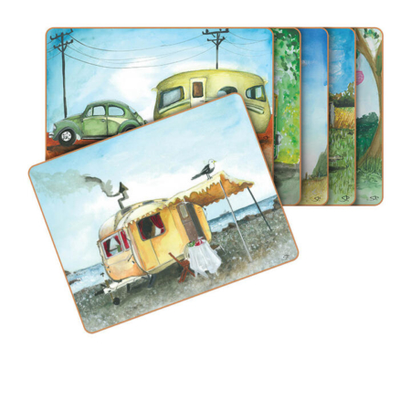 Cinnamon Rectangular Placemat Set of 6 Vintage Caravan