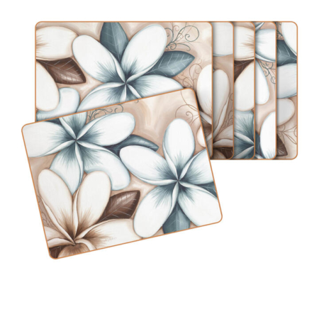 Cinnamon Rectangular Placemat Set of 6 Ocean Frangipani