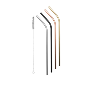 Avanti Stainless Steel Straw with Cleaning Brush Set of 4 Precious Metals