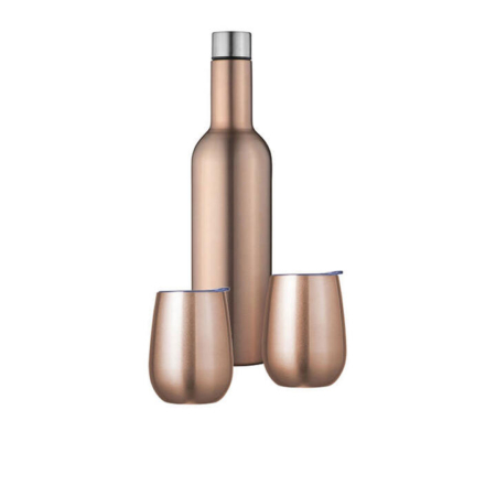 Avanti Double Wall Insulated Wine Traveller Set 3pc Rose Gold