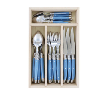 Laguiole by Andre Verdier Debutant Cutlery Set 24pc Cornflower