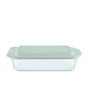 Pyrex Rectangular Deep Dish with Sage Lid 22.8x33cm