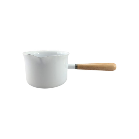 Falcon Enamelware Butter Warmer with Wood Handle 400ml White