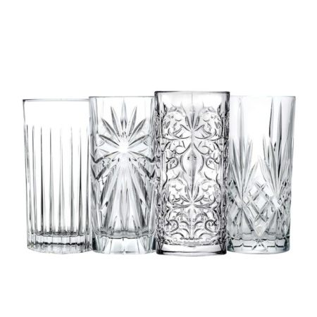 RCR Crystal Mixology Bicchieri Long Drink Glass Mixed Set of 4