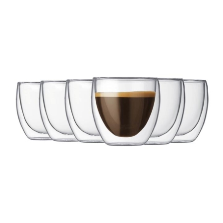 Bodum Pavina Double Wall Glass 80ml Set of 6