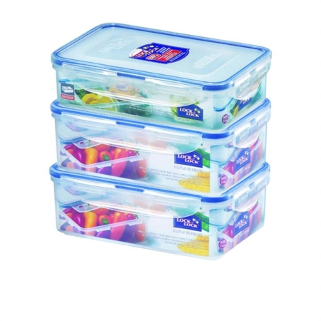 Lock & Lock Classic Rectangular Food Container 1L Set of 3
