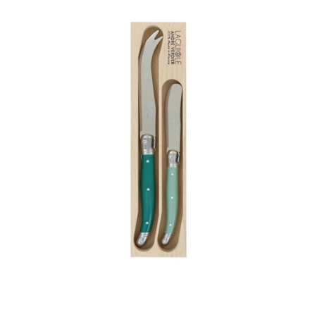 Laguiole by Andre Verdier Debutant Cheese Knife Set 2pc Forest Green