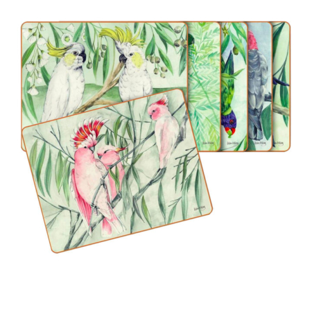 Cinnamon Rectangular Placemat Set of 6 Australian Parrots