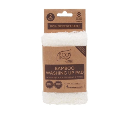 White Magic Eco Basics Bamboo Washing Up Pad 2pk White