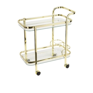 Piaf Bar Cart with Bottle Holder Gold