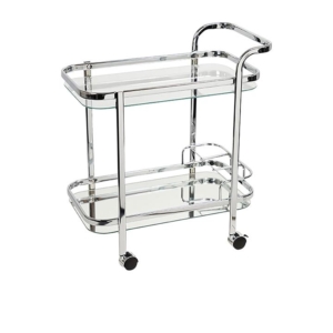 Piaf Bar Cart with Bottle Holder Silver