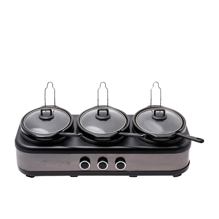Westinghouse 3 Pot Slow Cooker 2.5L Black Stainless Steel