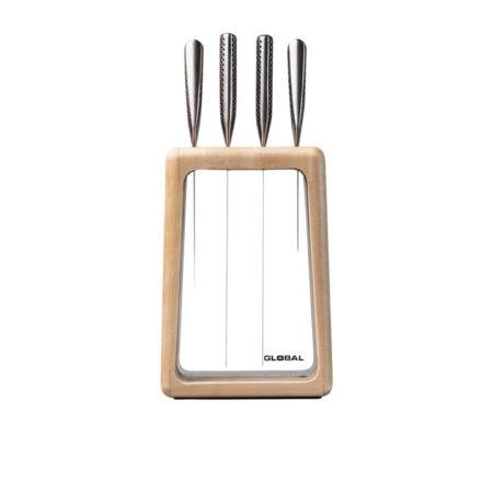 Global Hashira 5pc Knife Block Set Maple