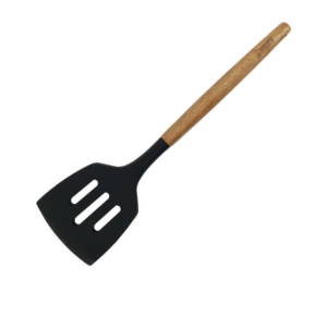 St. Clare Silicone Slotted Lifter with Acacia Handle Black