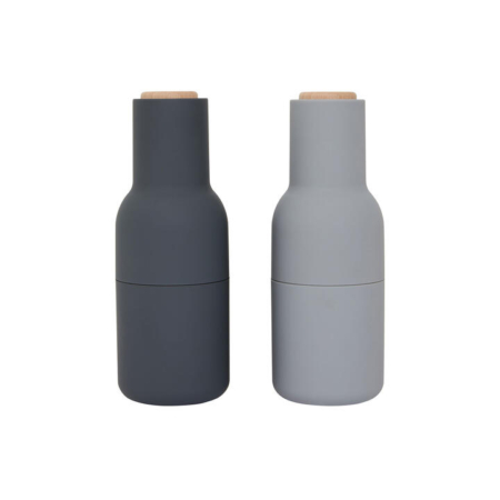 Audo Copenhagen Salt & Pepper Bottle Grinder with Beech Lid Set of 2 Cool Grey