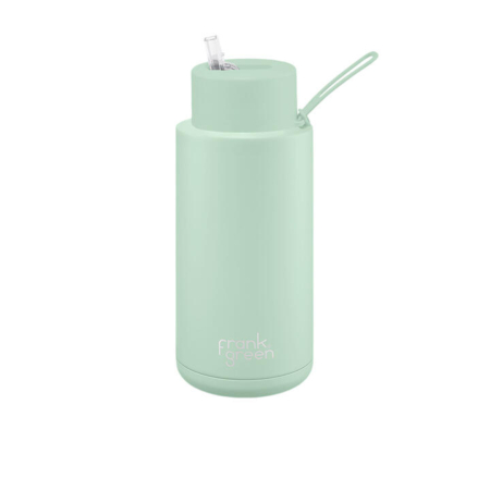 Frank Green Ultimate Ceramic Reusable Bottle with Straw 1L (34oz) Mint Gelato
