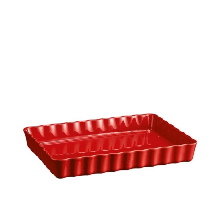 Emile Henry Deep Rectangular Tart Dish 24x34cm Burgundy