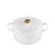 Le Creuset Signature Cast Iron Round Casserole 22cm - 3.3L White with Gold Knob