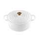 Le Creuset Signature Cast Iron Round Casserole 28cm - 6.7L White with Gold Knob