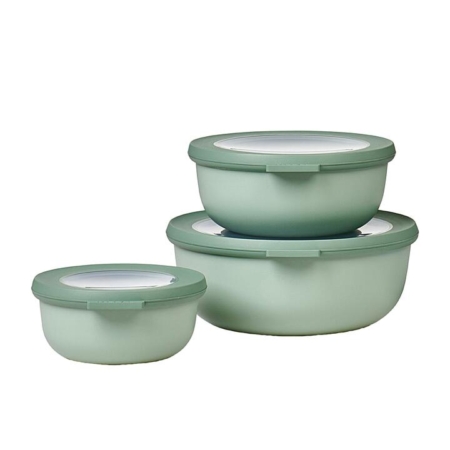 Mepal Cirqula Round Multi Storage Bowl Low Set 3pc Nordic Sage