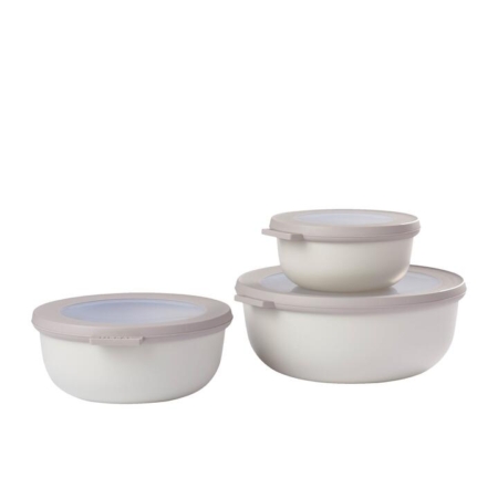Mepal Cirqula Round Multi Storage Bowl Low Set 3pc Nordic White