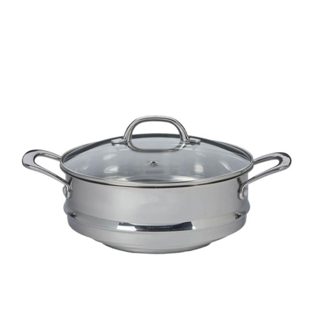 Swiss Diamond Premium Steel Steamer with Lid fits 16/18/20cm