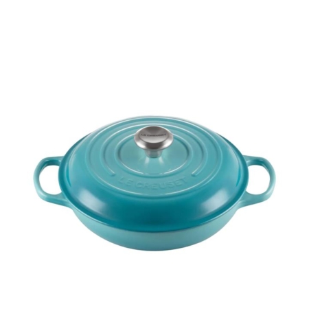 Le Creuset Signature Cast Iron Shallow Casserole 26cm - 2.2L Caribbean Blue