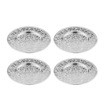 Tempa Spencer Hammered Round Coaster Set of 4 Silver