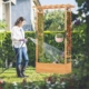 Outdoor wooden planter with trellis