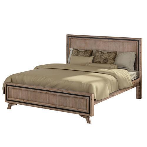 5 Pieces Bedroom Suite Queen Size Silver Brush in Acacia Wood Construction Bed