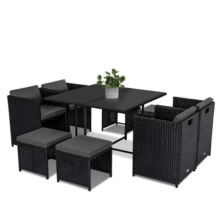 Horrocks 8 Seater Outdoor Dining Set – Black