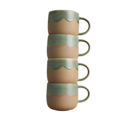 Robert Gordon Scallop Mug 350ml Set of 4 Moss