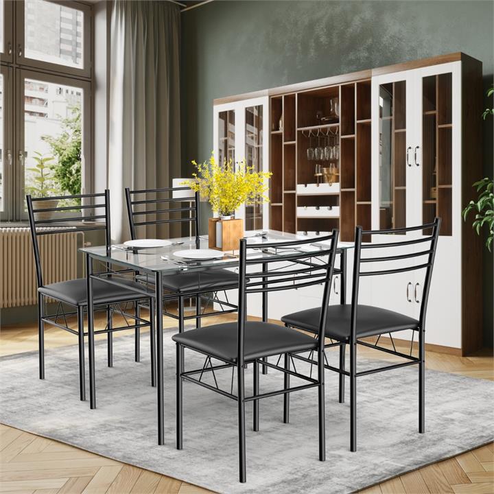 Costway 5 piece glass dining table set