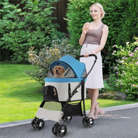 3-in-1 pet stroller with detachable carrier car seat