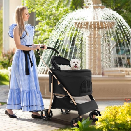 3-in-1 pet stroller with detachable carrier car seat