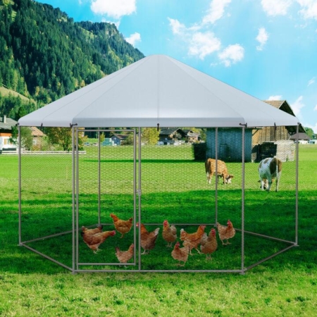 large metal chicken coop