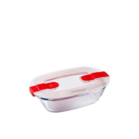 Pyrex Cook & Heat Rectangular Glass Storage 400ml Red