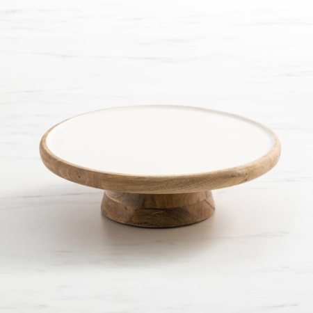 Salisbury & Co Calla Mango Wood Cake Stand 35cm White