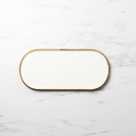 Salisbury & Co Calla Mango Wood Oval Tray 60x23cm White