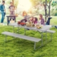 folding picnic table with 2 benches