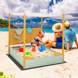 Costway wooden sandbox with canopy