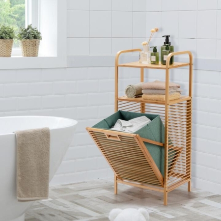 Tilt-out laundry hamper