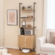 Costway ladder bookshelf with rattan doors