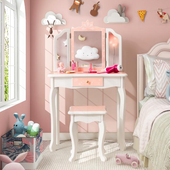 Costway kids dressing table set